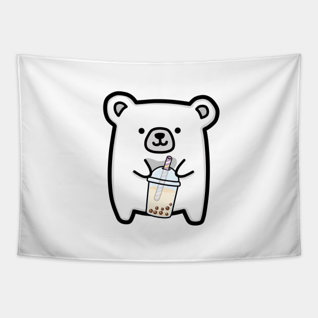 Baby Polar Bear Loves Boba Tea! Tapestry by SirBobalot