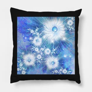 Sky Blue Flowers on Marble Sky Pillow