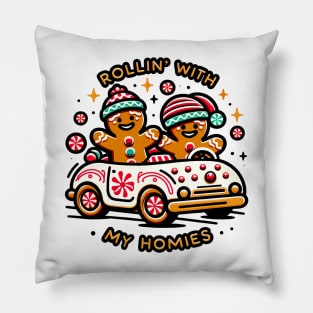 Rollin' With My Homies Vintage Gingerbread Men Pillow