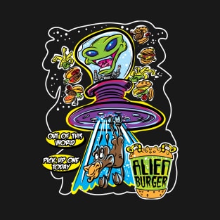 Alien Burger Cow Abduction T-Shirt