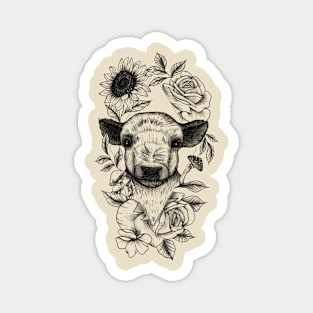 Floral Baby Cow Design Magnet