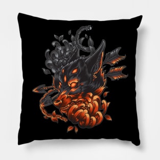 Immortal Wolf Head with neon color Pillow