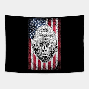 Patriotic Gorilla American Flag Tapestry