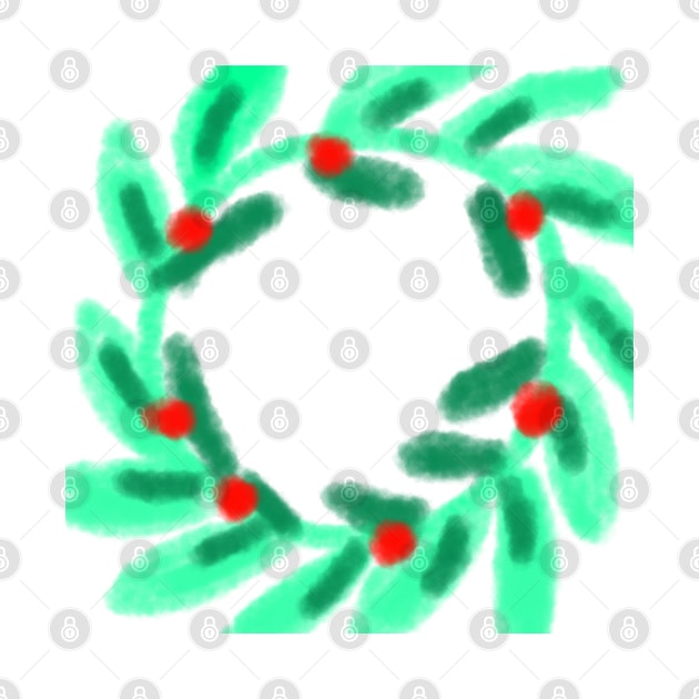 green red watercolor christmas wreath design by Artistic_st