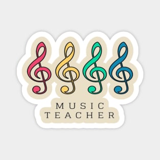 Music Teacher Colorful Treble Clef Magnet