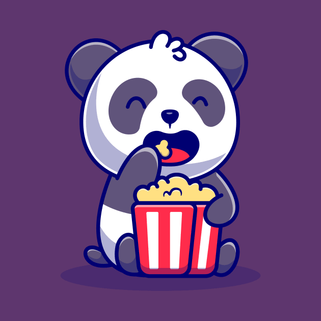 Cute Panda Eating Popcorn by MaiKStore