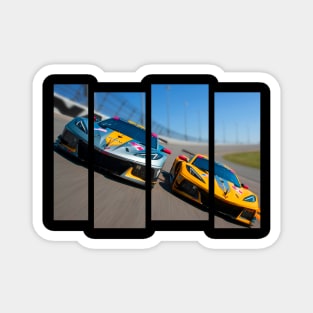 Dual C8.R racecars on Daytona International Speedway race track Supercar Sports car C8 Racing car Magnet