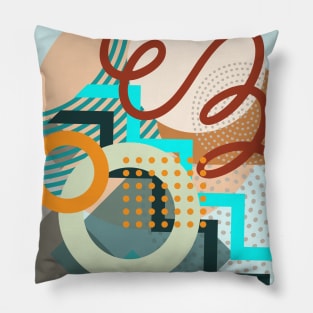 Modern Geometric Pattern Aqua Terracotta Style Pillow