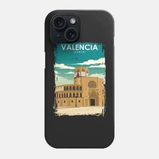 Valencia Spain Vintage Minimal Retro Travel Poster Phone Case