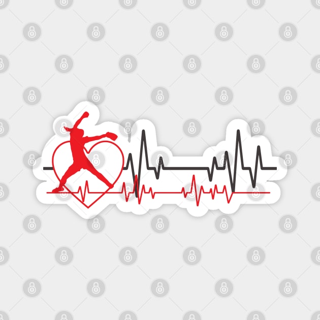 Softball Fastpitch Pitcher EKG Heartbeat Heart Love Softball Pitching Magnet by TeeCreations