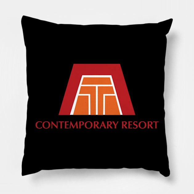 Retro Contemporary Resort Logo Pillow by Mouse Magic with John and Joie