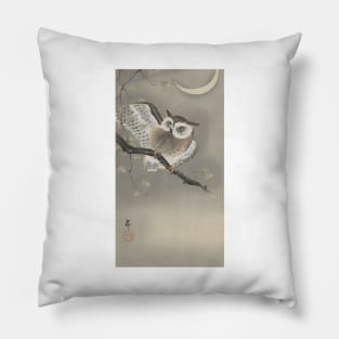 Moon and Owl by Koson Ohara Pillow