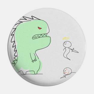 cute dino and warrior Pin