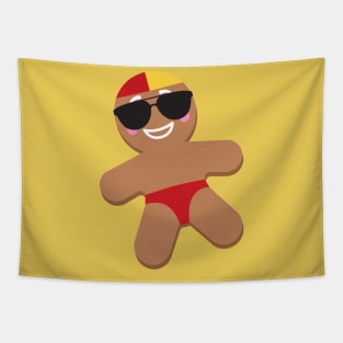 Christmas gingerbread man surf lifesaver Tapestry