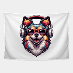 Peruvian Inca Orchid as Smiling DJ with Headphones and Sunglasses Tapestry