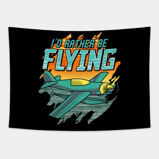 I'd Rather Be Flying Retro Airplane Pilot Aviation Tapestry