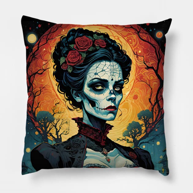 Frankensteins Bride 1 Pillow by Grave Digs