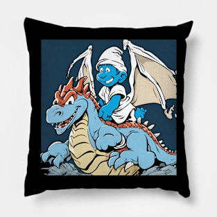 smurf with his dragon Pillow