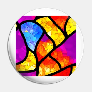 Vibrant Abstract Art - Stained Glass Design Pattern Pin