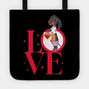 funny cute doxie fur baby love Dachshund Love mom dad gift Tote