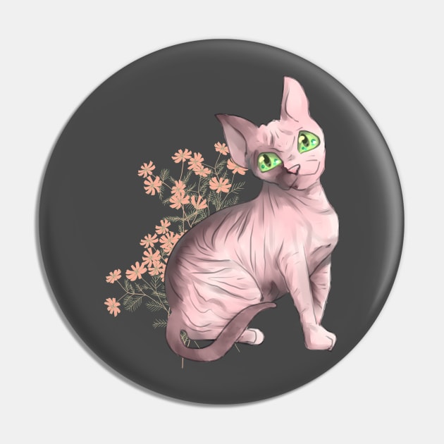 Cat Toon Sphynx Pin by sloppyink