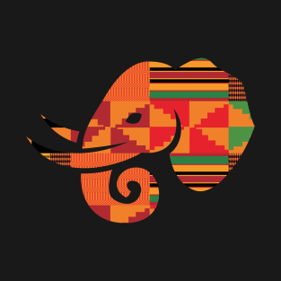 Elephant Animal with African Kente Pattern T-Shirt