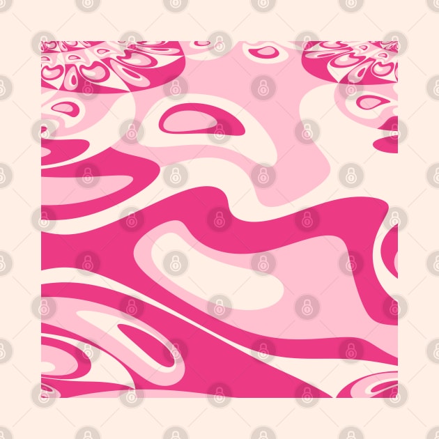 Go With the Flow - 60's Groovy Shapes in Raspberry, Pink and Cream by MellowCat