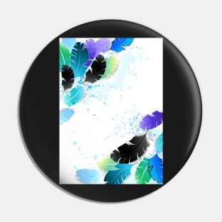 Design with Blue Feathers Pin