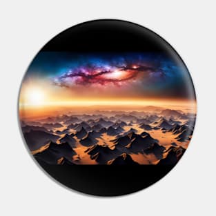 Pink Galaxy over Desert Sunrise Pin