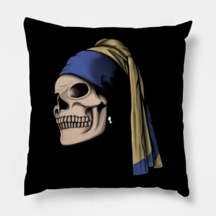 The Skull with a Pearl Earring Pillow