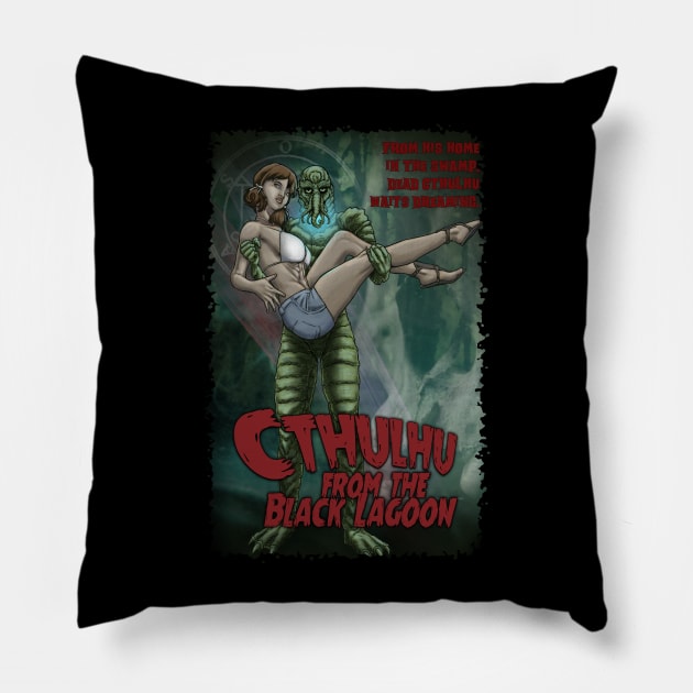 Cthulhu From the Black Lagoon Pillow by MontisEcho