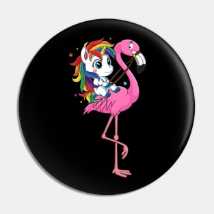 Unicorn Rider Flamingo Funny Pin