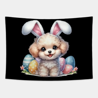 Puppy Poodle Bunny Ears Easter Eggs Happy Easter Day Tapestry