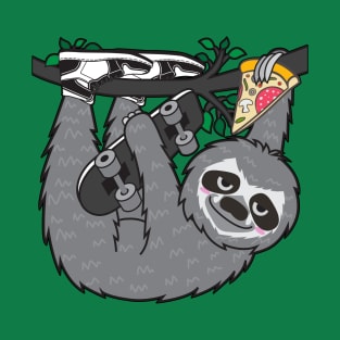 Skater Sloth Pizza T-Shirt