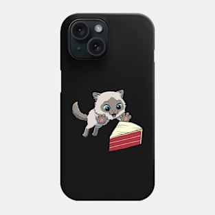 Himalayan Cat excited to eat Red Velvet Cake Phone Case