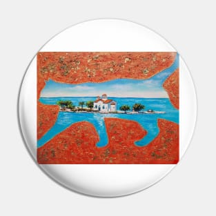 Greek island and cat Pin