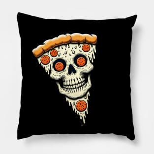 Pizza Skull Face, Funny Pizza Lover, Halloween Pillow