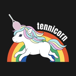 US Open Cute Tennis Racket Rainbow Unicorn T-Shirt