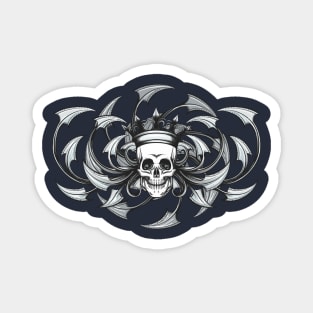 Skull with Crown Engraving Emblem Magnet