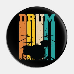 Retro Drum Set Silhouette Illustration Pin