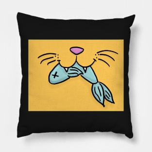 Cat Mouth With Fish (Orange) Pillow