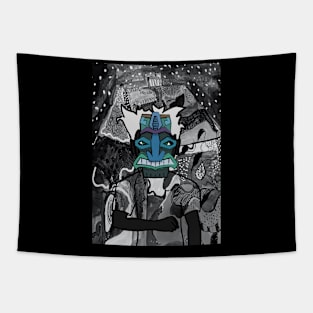 Chanel - Hawaiian Male Character with Green Eyes and Mystery Night Background Tapestry