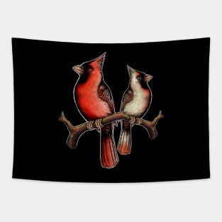 Red Cardinal bird male female Tapestry