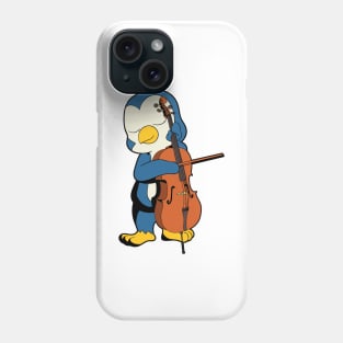 Comic penguin playing cello Phone Case