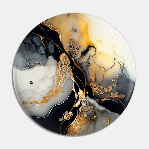 Splashed Lakes - Abstract Alcohol Ink Resin Art Pin by inkvestor