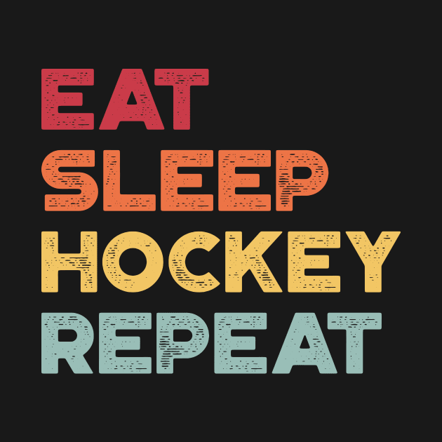 Eat Sleep Hockey Repeat Funny Vintage Retro (Sunset) by truffela