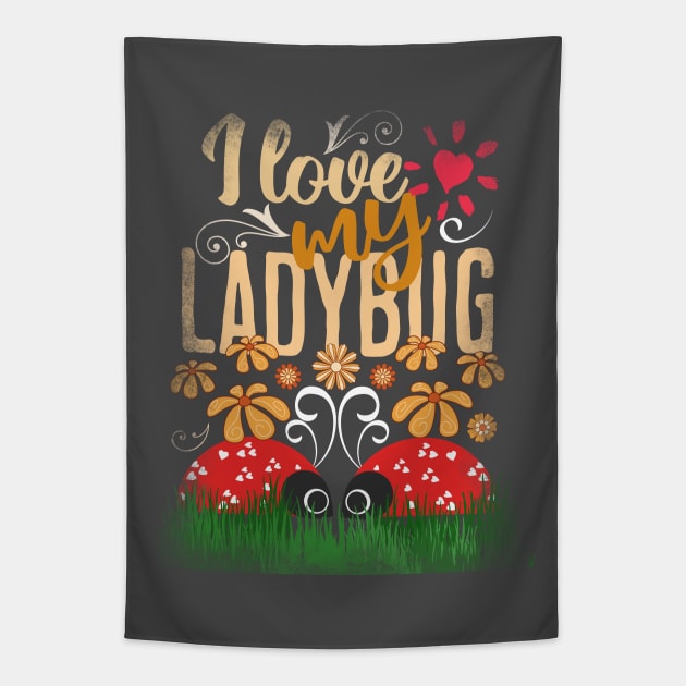 Ladybugs - Couple Matching My Ladybugs - Spring Floral Love Design Tapestry by alcoshirts