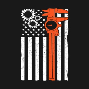 Machinist Flag Tools CNC Machine Operator Machining T-Shirt