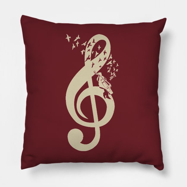 Treble Clef -  Music Double Bass - Vintage Pillow by barmalisiRTB