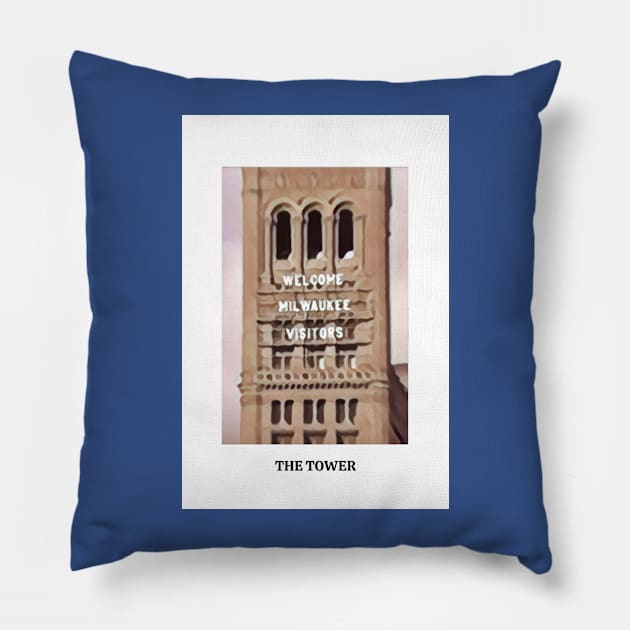 The Tower Tarot Card - Milwaukee City Hall Pillow by Hoydens R Us